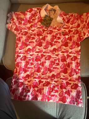 Men's Pink Camo Short Sleeve Polo Shirt